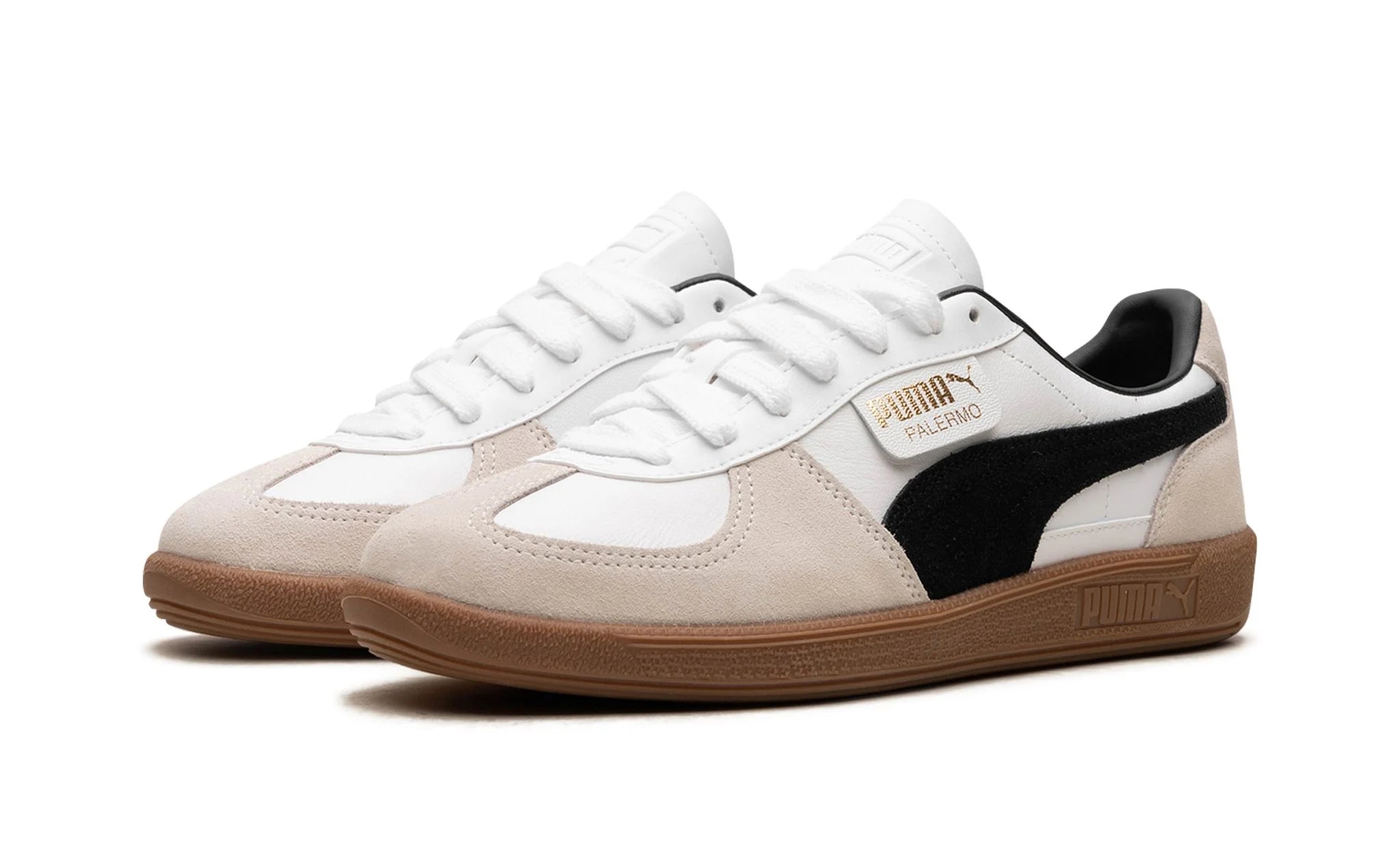 PUMA Palermo Leather in "PUMA White / Vapor Gray / Gum,"